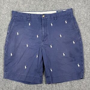 Polo Ralph Lauren Shorts Stretch Classic Fit Pony AOP Blue Size 36 0787